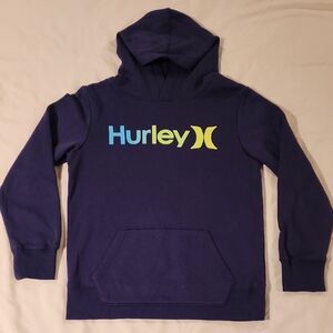 Hurley Dark Blue Hoodie with Multicolor Logo. Super Soft. Size 10/12